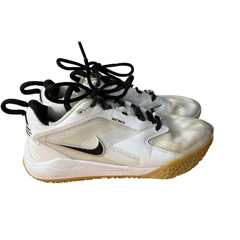 Nike‎ Air Zoom Hyperace 3 White Black Gum Volleyball Shoes FQ7074-101 Kids 4.5